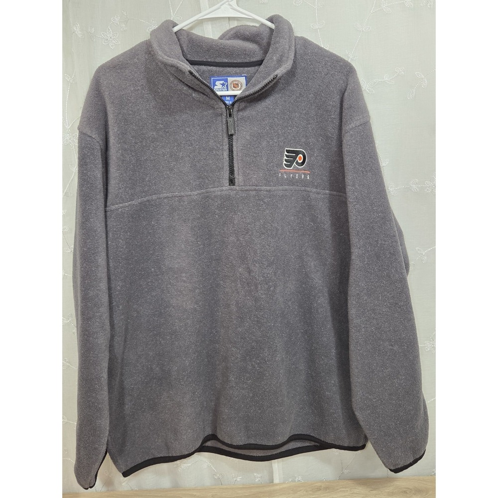 Vintage Starter NHL Philadelphia Flyers 1/4 Zip Gray Pullover Fleece Medium